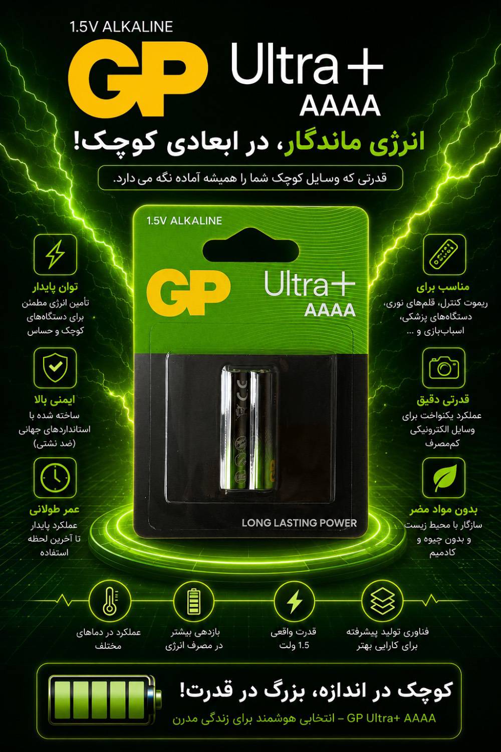 باطری AAAA  1,5v کارتی 2عددی