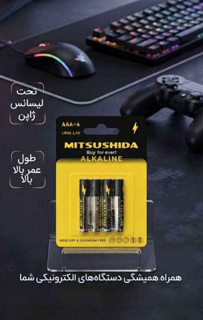 باطری نیم قلم الکالاین میتسوشیدا MITSUSHIDA کارتی ۴عددی